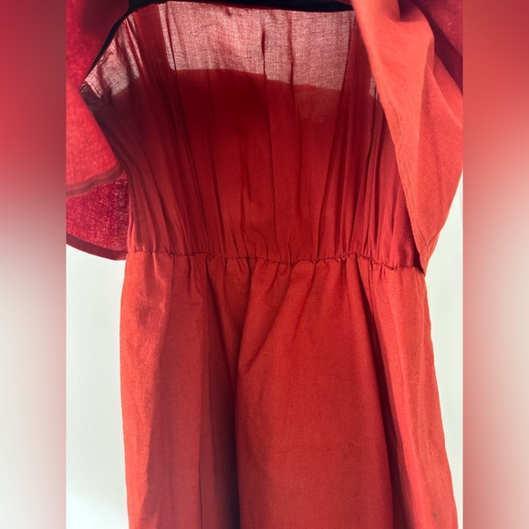 Sezane Isabella red rust terracotta linen dress 38 S/M 2019 - Picture 7 of 16